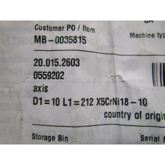 Multivac 20.015.2603 Axis (Pack of 2)