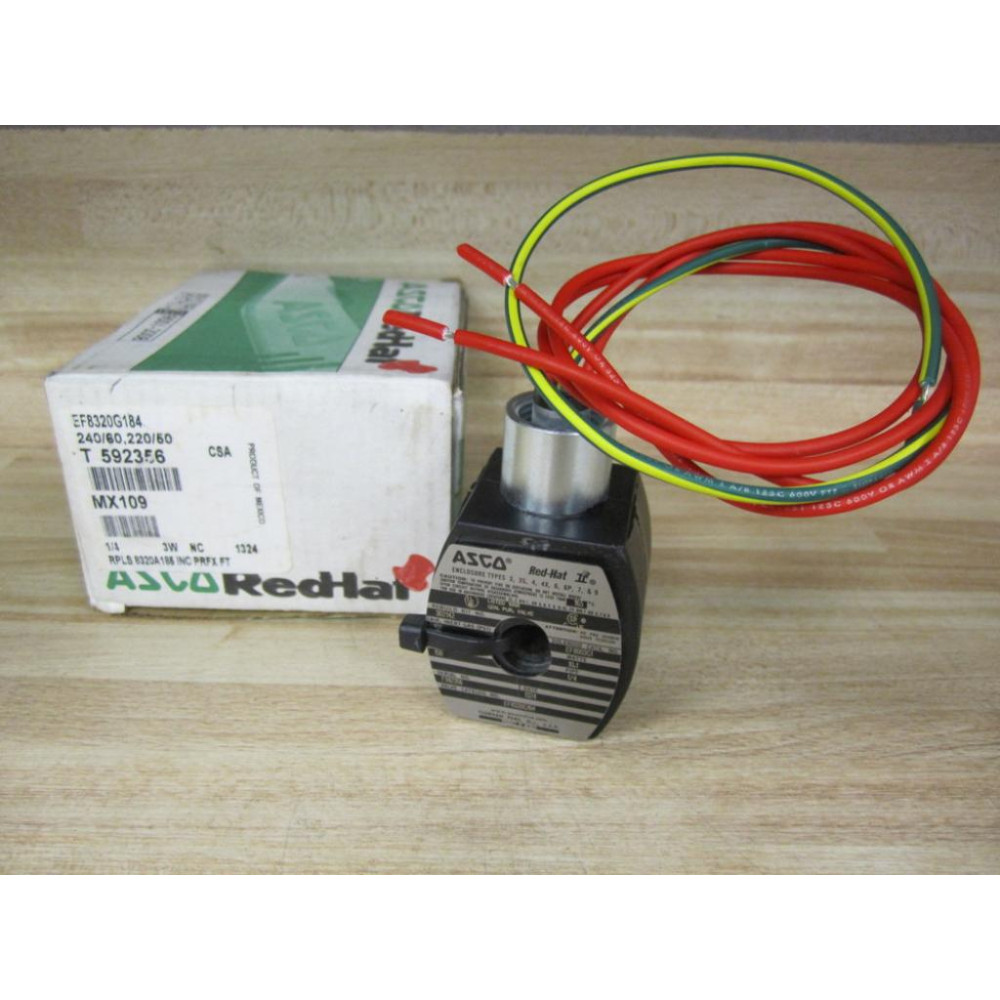 Asco EF8320G184 Red Hat Solenoid Valve 240V60Hz, 208-220V50Hz, Coil Only