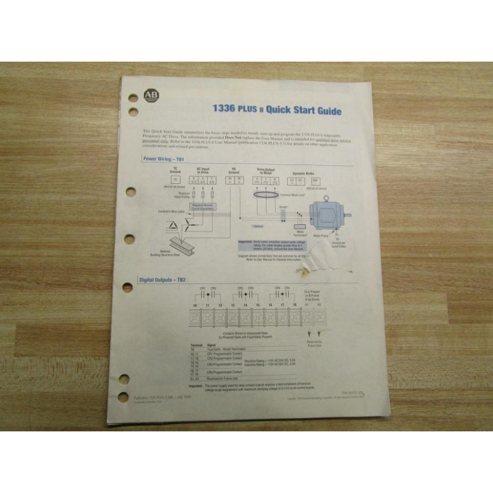 Allen Bradley 188747 Quick Start Guide For 1336 Plus II 188747 (02) - Used