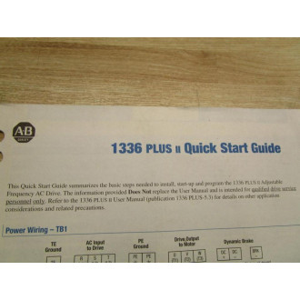 Allen Bradley 188747 Quick Start Guide For 1336 Plus II 188747 (02) - Used