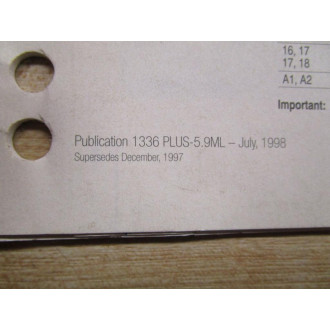 Allen Bradley 188747 Quick Start Guide For 1336 Plus II 188747 (02) - Used