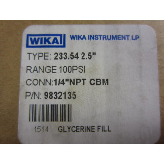 Wika 9832135 Gauge Type 233.54 0-100 Psi