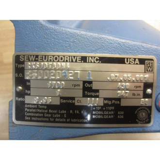 SEW Eurodrive RX61DT80N4 Gear Reducer - New No Box
