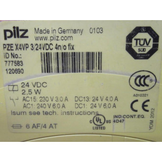 Pilz PZE X4VP 324VDC 4NO Fix Relay 777583 120690 - Used