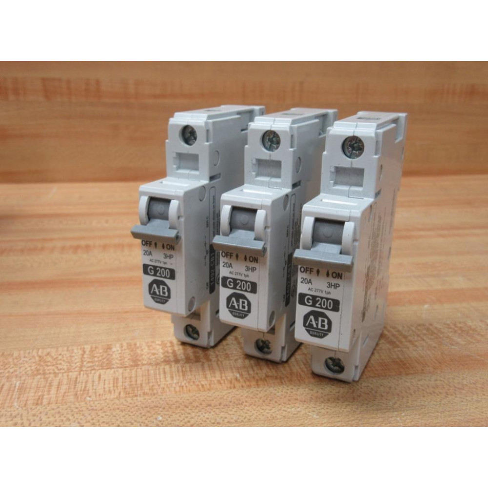 Allen Bradley 1492-CB1G200 Breaker 1492CB1G200 20A 20ASeries C (Pack of 3) - Used
