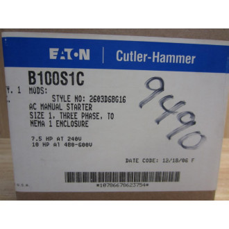 Cutler Hammer B100S1C Eaton Starter