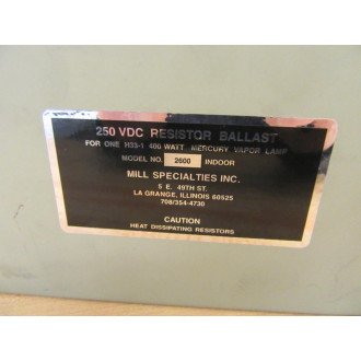 Mills Specialties Model 2600 Resistor Ballast Tan - New No Box