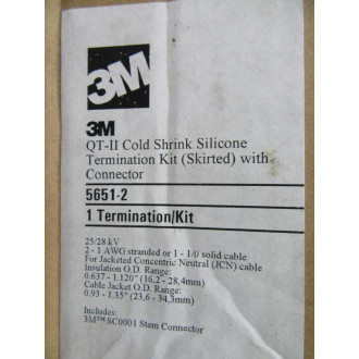 3M 5651-2 Cold Shrink Silicone Termination Kit 56512