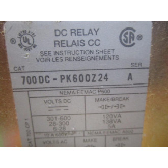 Allen Bradley 700DC-PK600Z24 Industrial Control Relay - New No Box