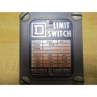 Square D 9007-TAR-4 Limit Switch 9007TAR4 - Used