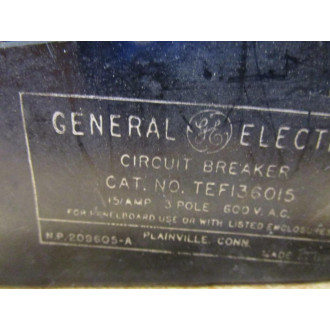 GE General Electric TEF136015 Circuit Breaker - Used