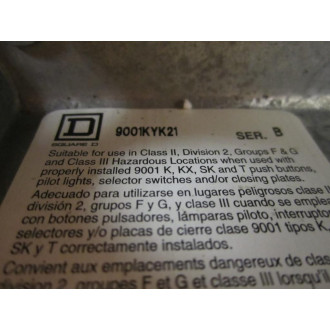 Square D 9001 KYK21 Push Button Enclosure - Used