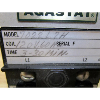 Agastat 7022L7H Time Delay Relay Series F-60 Hz 3-30 Min. - New No Box