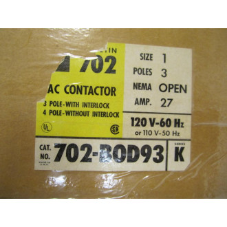 Allen Bradley 702-BOD-93 Contactor 702-B0D-93 Series K