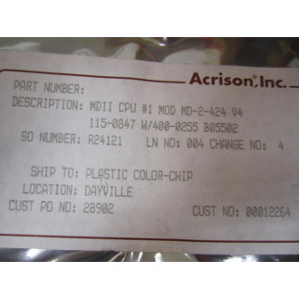 Acrison 115-0847 Cpu MDII Cpu 1 Mod MD-2-424 V4 - New No Box