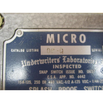 Micro Switch OP-Q Honeywell Limit Switch OPQ L - Used