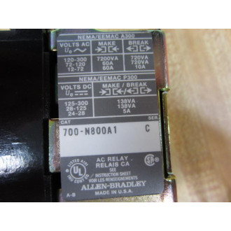 Allen Bradley 700-N800A1 Relay 700N800A1 Series C