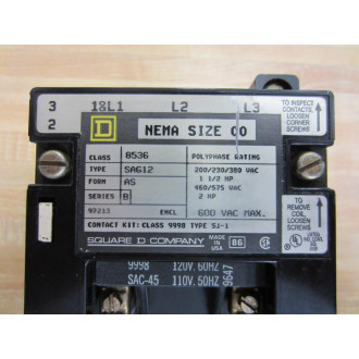 Square D 8536-SAG12 Starter 8536SAG12 Series B - Used