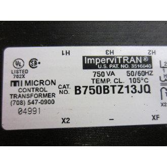 Micron Control Transformer B750BTZ13JQ Micron Control Transformer - Used