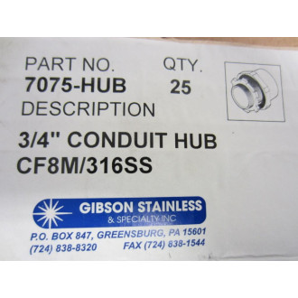 Gibson Stainless 7075-HUB 34 Inch Hub CF8M316SS (Pack of 25)