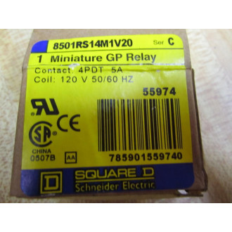 Square D 8501-RS14M1-V20 Relay 8501RS14M1V20