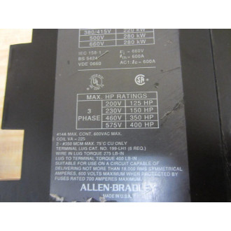 Allen Bradley 100-B400ND3 Contactor 400A 110120V 100B400ND3 GH473 - Used