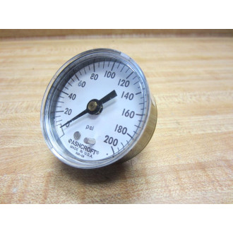 Ashcroft 20W1005 H 01B 200 Pressure Gauge 200PSI 18" NPT Back 20W1005H01B200