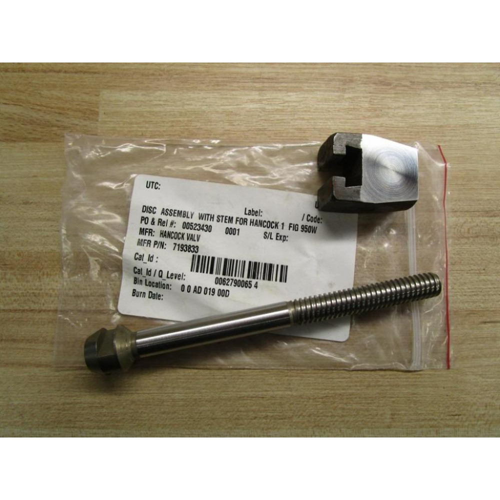 Hancock Valve 7193833 Disc Assembly WStem