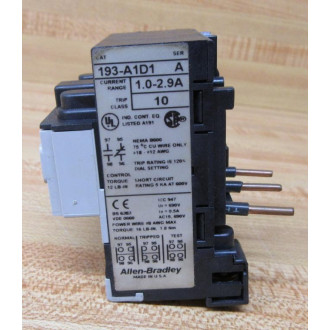 Allen Bradley 193-A1D1 Overload Relay 193A1D1 Series A 1-2.9A