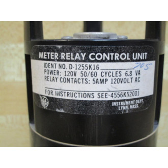 General Electric D-1255K16-705 Meter Relay GE D1255K16705 - Used