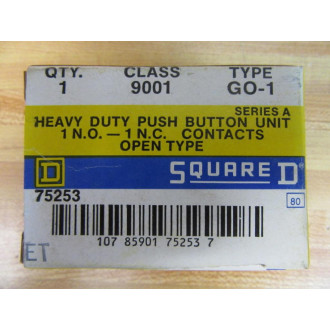 Square D 9001-GO-1 Push Button Switch 9001-G0-1