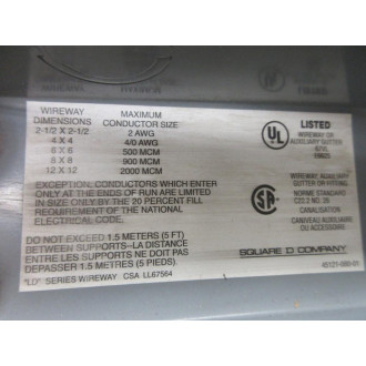 Square D LL67564 Wireway Gutter 45121-080-01 - New No Box