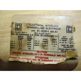 Square D EI-306-1 Electrical Interlock - Used