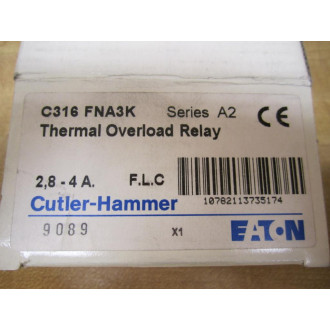 Cutler Hammer C316 FNA3K Eaton Overload C316FNA3K 2,8-4A Series A2
