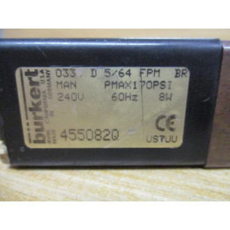 Burkert 0331 D 564 FPM BR MAN Solenoid Valve 455082Q - Used
