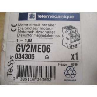 Telemecanique GV2ME06 Motor Circuit Breaker 034305
