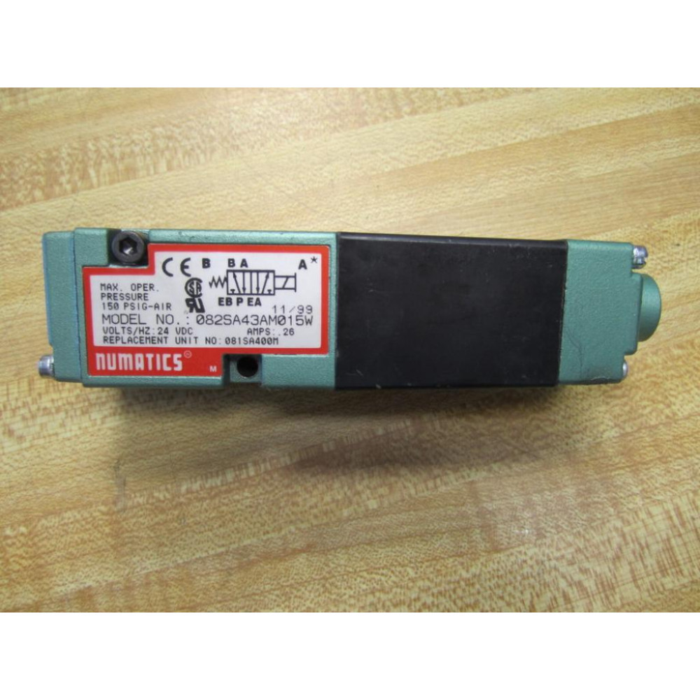 Numatics 082SA43AM015W Solenoid Valve 26 Amps 24 Vdc - New No Box