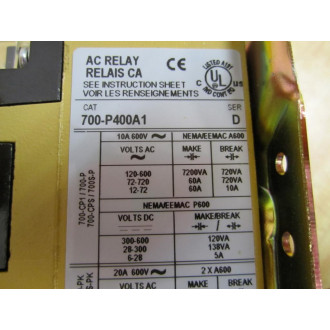 Allen Bradley 700-P400A1 Relay Relay Series D - New No Box