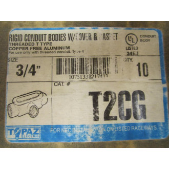 Topaz T2CG Rigid Conduit Bodies With Covers And Gasket (Pack of 10)