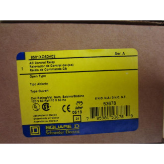 Square D 8501-XO60-V02 Relay 8501-X060-V02 .