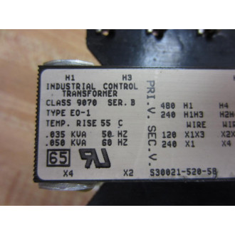 Square D 9070-EO-1 Transformer 9070-E0-1 Series B - New No Box