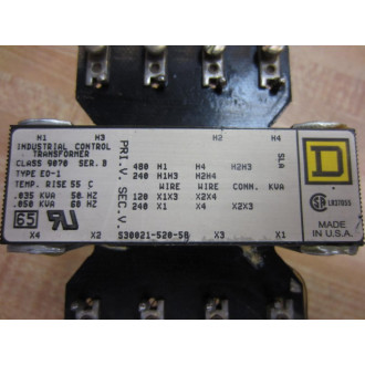 Square D 9070-EO-1 Transformer 9070-E0-1 Series B - New No Box