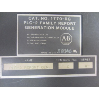 Allen Bradley 1770-RG PLC-2 Family Report Gen Module Series A FW Rev.C - Used