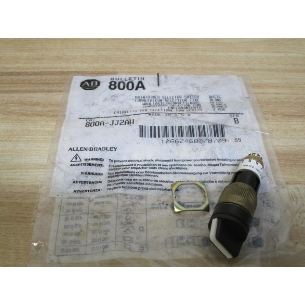 Allen Bradley 800A-JJ2AW Maintained Selector Switch 800AJJ2AW Series B