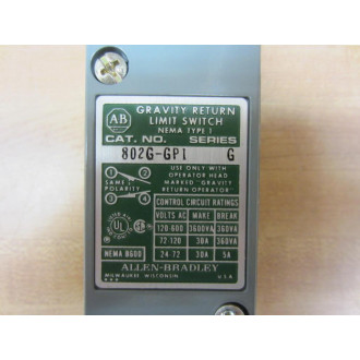Allen Bradley 802G-GP1 Gravity Return Limit Switch 802GGP1 Series G
