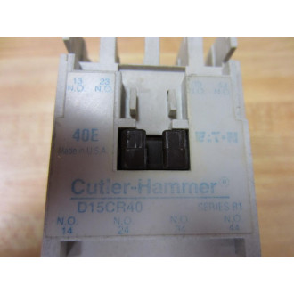Cutler Hammer D15CR40 Eaton Relay - 4 Poles - Used