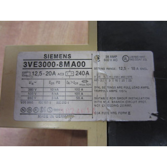 Siemens 3VE3000-8MA00 Starter 3VE30008MA00 - Used