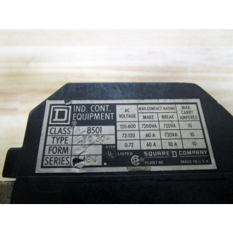 Square D 8501 HO-30 Relay 8501HO30 - Used