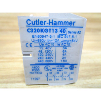 Cutler Hammer C320KGT13 Eaton Auxiliary Contact Series A2