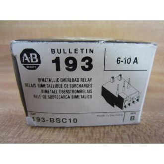 Allen Bradley 193-BSC 10 Overload Relay 193BSC10 Ser B